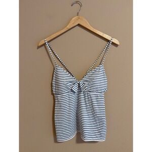 Polo Ralph Lauren Womens Blue White Striped Tankini Swim Top Bow Size M